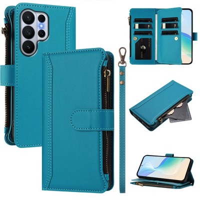 For Infinix Motorola Zipper 9Card Leather Wallet Case Bag Flip Stand Phone Cover