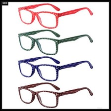 Reading Glasses 4 Pack Women Polka Dot Full Rim Plastic Spring Hinge 0.75 Power