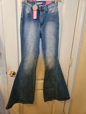 Vibe & Rant Denim Jeans High-Rise Stretch Flare Relax Fit Bell Bottoms  7 (W28)