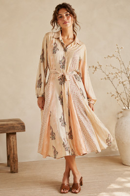 Free People Mes DEMOISELLES Paquerette 100% Silk Dress 6 NWT $590 Patchwork Boho