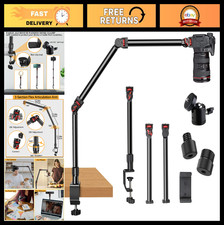 Flexible Overhead Camera Mount Stand, 3-Section Articulating Arm, 360 Ball Head
