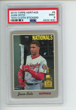 2019 Topps Heritage Juan Soto #4 1970 Cloth Stickers All-Star Rookie Cup PSA 9