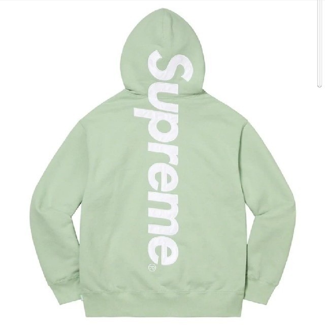 Supreme Satin Applique Hoodie Mint Green 22AW Size XL Used Faded 