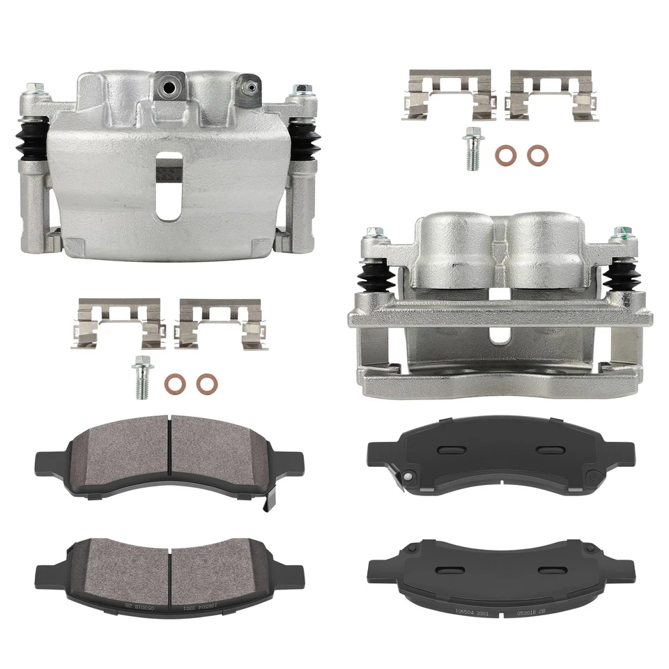 Par de pinças de freio dianteiras e pastilhas de cerâmica para 2009-2017 Chevrolet Traverse - Imagem 3 de 4
