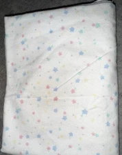 Vintage Hospital Receiving Baby Blanket Wpl1675 White Pastel Stars EUC