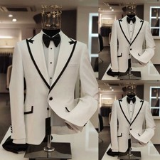 Groomsmen White Groom Tuxedos New Men Suits Peak Lapel Best Man 2pieces Suit