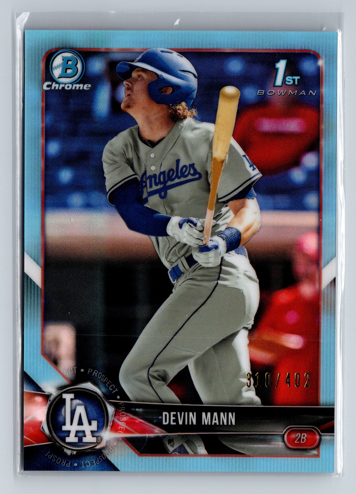 Devin Mann 2018 Bowman Draft #BDC-15 Chrome Sky Blue Refractor