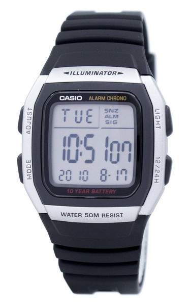 Casio Youth Digital Alarm Chrono Illuminator Doppelzeit W-96H-1AVDF Herrenuhr-image