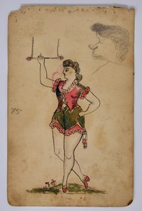 1890s 19th C. American Tattoo Flash Art by James Smith - Female Circus Acrobat