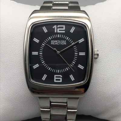 Kenneth Cole Reaction Womens Watch 35mm Black Dial Stainless New Battery 7''