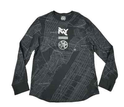 EXP Express Men's M Long Sleeve Black Graphic NY NYC Map Streetwear Shirt