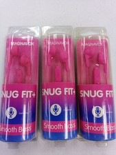 Magnavox Snug Fit  In Ear Headphones w/ Handsfree Mic  Music Ctrl, Pink 3 Pc