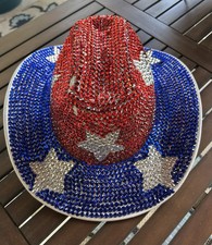 July 4th Patriotic Cowgirl Rhinestone Embellished Hat One size Fits Most