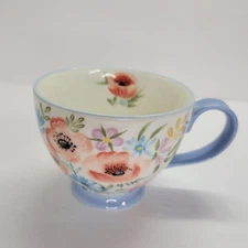 Potter's Studio Pedestal Coffee Cup Mug Pastels Flowers Botanical Garden 