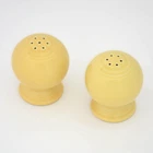 Fiesta Yellow Salt and Pepper Shaker Set Round Ball Shape w Stoppers