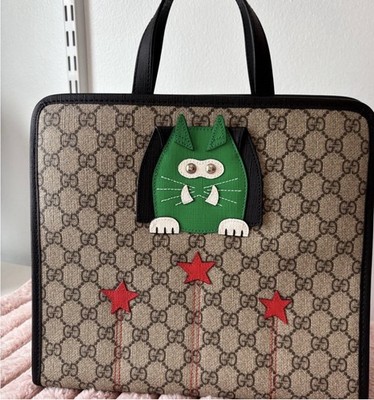 Authentic Gucci Tote New GG Briefcase cat Bag Women Kids Gucci STUNNING Rare GG