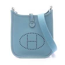HERMES Evelyne Amazon TPM Shoulder Bag Taurillon Clemence Blue Silver #RC824