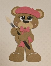 Mini My Little Artist Bear Pink. Scrapbook, Card Making Paper Piecing