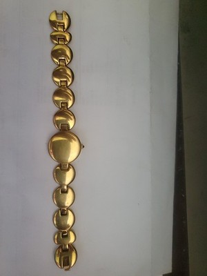 Vintage Anne Klein Peek-A-Boo Watch,'' ''Gold Tone Coin Link Bracelet,''