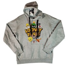 Looney Tunes Characters Graphic Hoodie Sweatshirt Grey M 7 9 Cotton Polyester