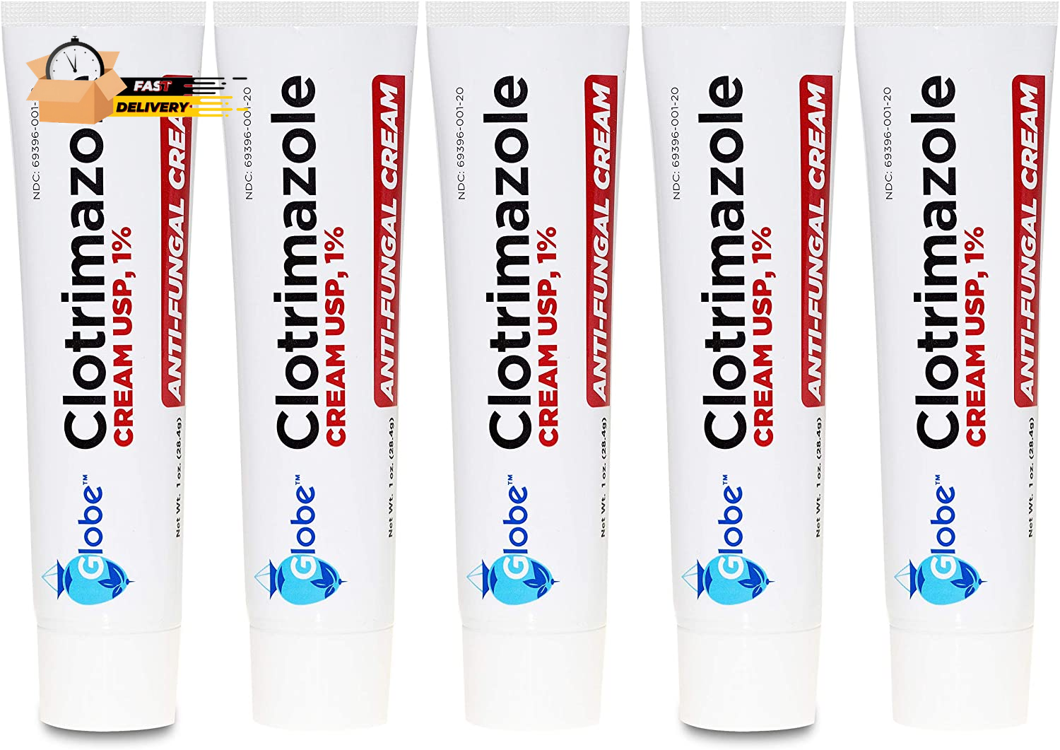 5-Pack Clotrimazole 1% Antifungal Cream 1 Oz for Itch & Burn Relief