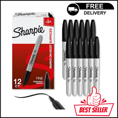 Sharpie Fine Point Permanent Marker Black 12/Pack 1884739