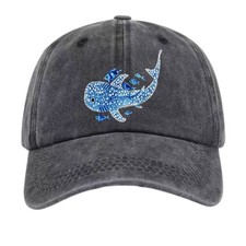 Rhinestone Whale Shark Vintage Washed Dad Hat, Ocean Animal Baseball Cap