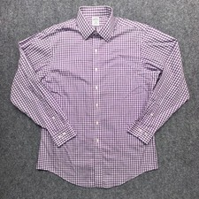 Brooks Brothers 346 Shirt Mens 16 4/5 Purple Gingham Slim Fit Non-Iron Cotton EX