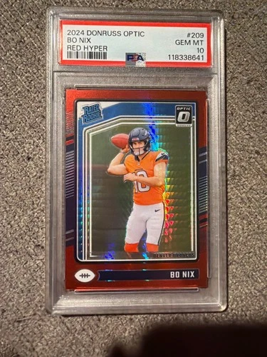 🔥🚀 2024 Optic BO NIX Red Hyper RATED ROOKIE #209 PSA 10 GEM MINT! Broncos 🚀🔥