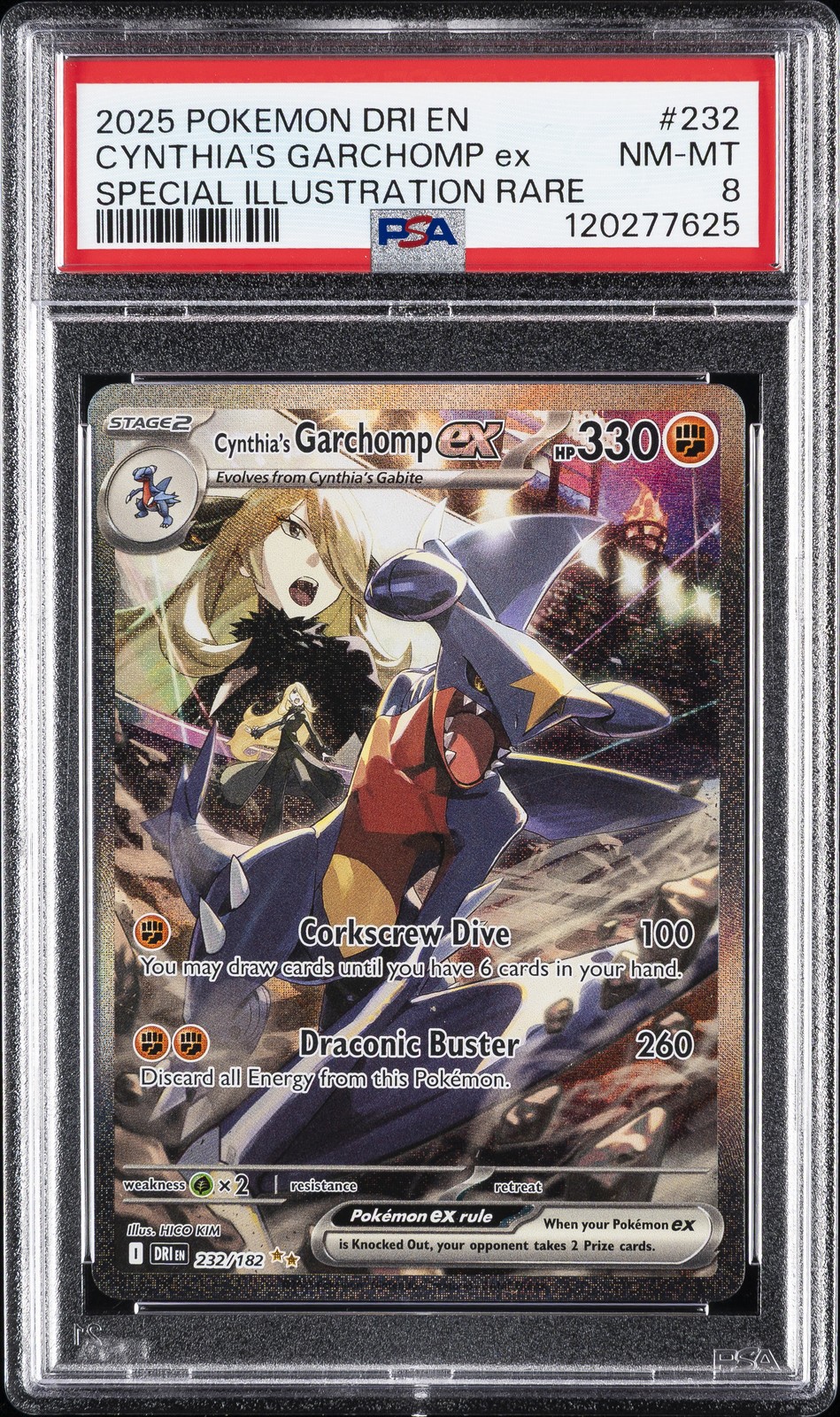 2025 POKEMON DRI EN-DESTINED RIVALS #232 CYNTHIA'S GARCHOMP EX PSA 8