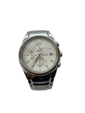 D&G White Silver Analog Quartz Watch Excellent JAPAN