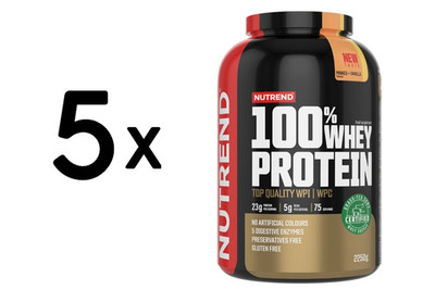 5 x Nutrend 100% Whey Protein, Mango + Vanilla - 2250g (40,00 EUR/kg)