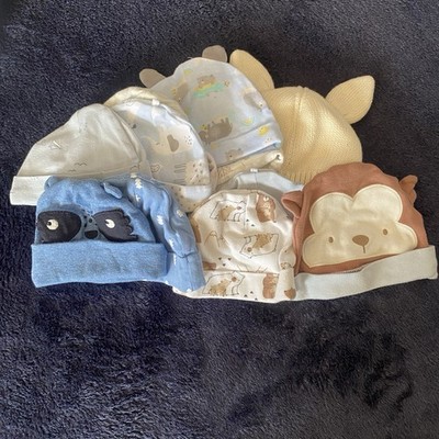 13 Newborn Baby Lot Of 0-9months Hats Caps Beanies Winter Warm