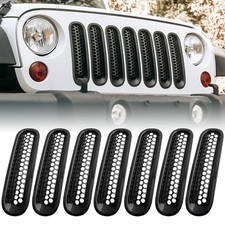 Front Mesh Grille Cover Compatible with Jeep Wrangler JK 2007-2015 Unlimited