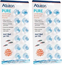 Aqueon 2 Pack of Pure Live Beneficial Bacteria and Enzymes for Aquariums, 12 Pac