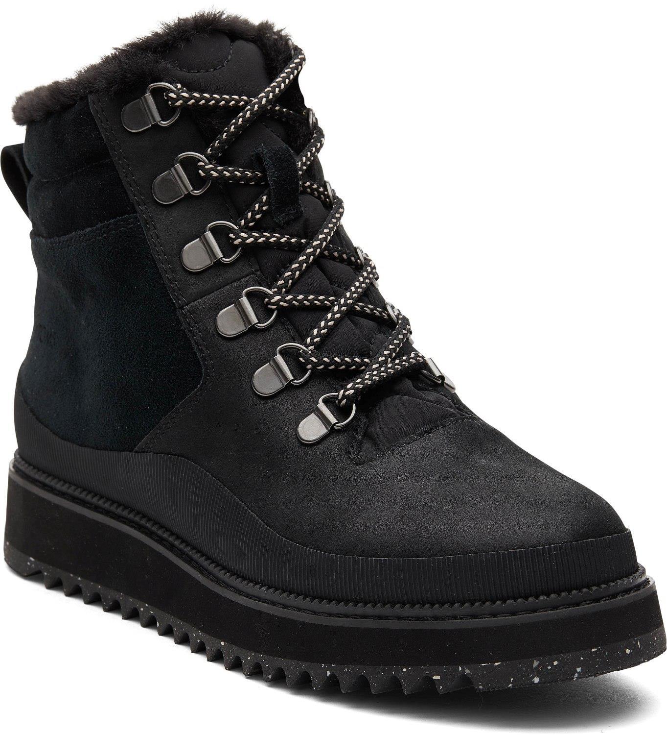 Toms Womens Leather Water Resistant Mojave Black Ankle Boots eBay