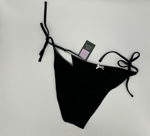 Wild Fable Women's M 8-10 Bikini Bottom Black High Leg Adjustable Side-Tie New - Picture 2 of 2
