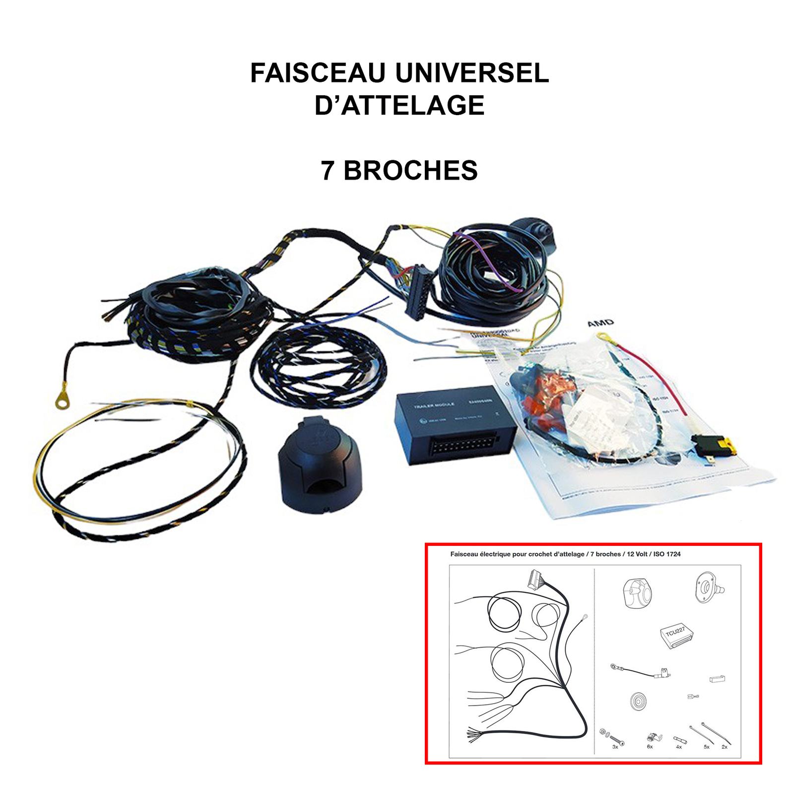 Faisceau multiplexe pour attelage avec boîtier de protection intelligent 7 broches