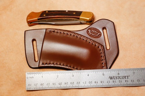 Custom Leather Crossdraw Sheath for Buck 110/112 (right hand) - Picture 2 of 3