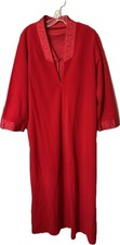 VINTAGE 70s JC Penney Velour House Coat Robe  Nightgown Small RED