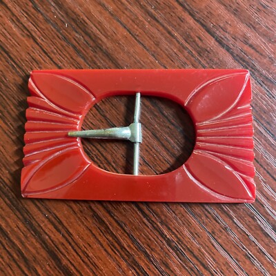 Vintage Red Bakelite Jewelry Buckle Beautiful Piece Decor VTG 3/4”