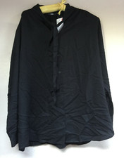 New Uniqlo Womens Large Black Rayon Bow Tie Long Sleeve Blouse Top Shirt Casual