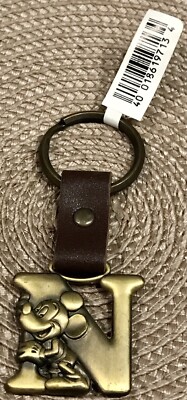 Authentic Mickey Mouse from Disney  N  Letter Pewter Keychain Key Ring Key Ring