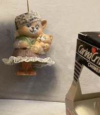 Caring Critter Chimer Ornament JASCO Mom Cat Holding Kitten Porcelain EUC w/Box