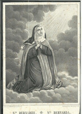 Lamina grabado antique de Santa Bernardette image pieuse santino holy card