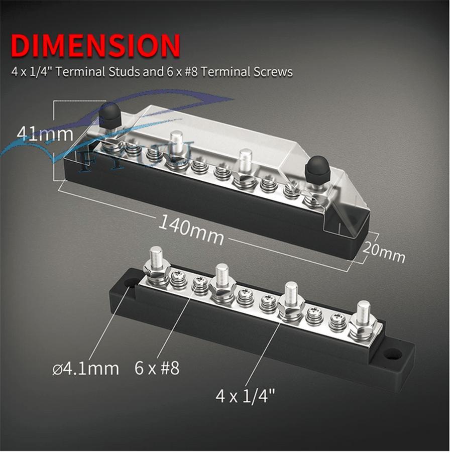 Positive Negative Bus Bar Battery Power Block 4 X M6 Car Terminal Block ...