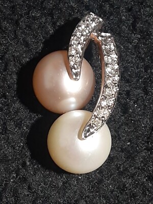 14K GOLD DIAMONDS PEARLS PENDANT FINE JEWELRY 