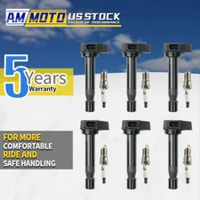 6pcs Ignition Coil & Spark Plug Set for 2003-2008 Honda Pilot V6 3.5L UF242