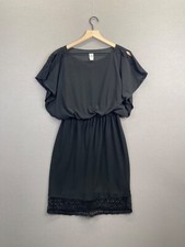 Sangria Womens Black Mini Dress Laced Sleeveless Scoop Neck Size 8