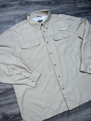 Habit Vented Fishing Long Sleeve Shirt Solar Factor UPF Hiking Mens 2XL Beige